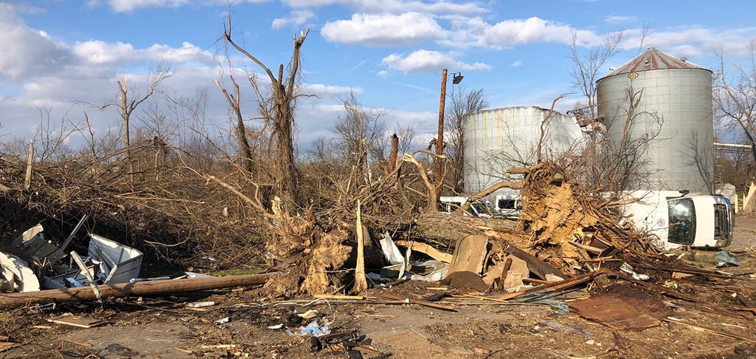 Tornado damage in Kentucky, December, 2021